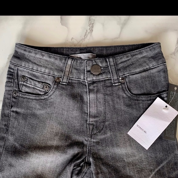 VINCE Girls Black Moto Style Distressed Ombré Denim Jeans SIZE 7 NWT - Picture 8 of 12